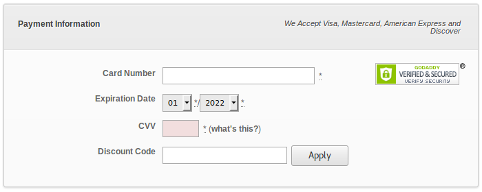 cvv required