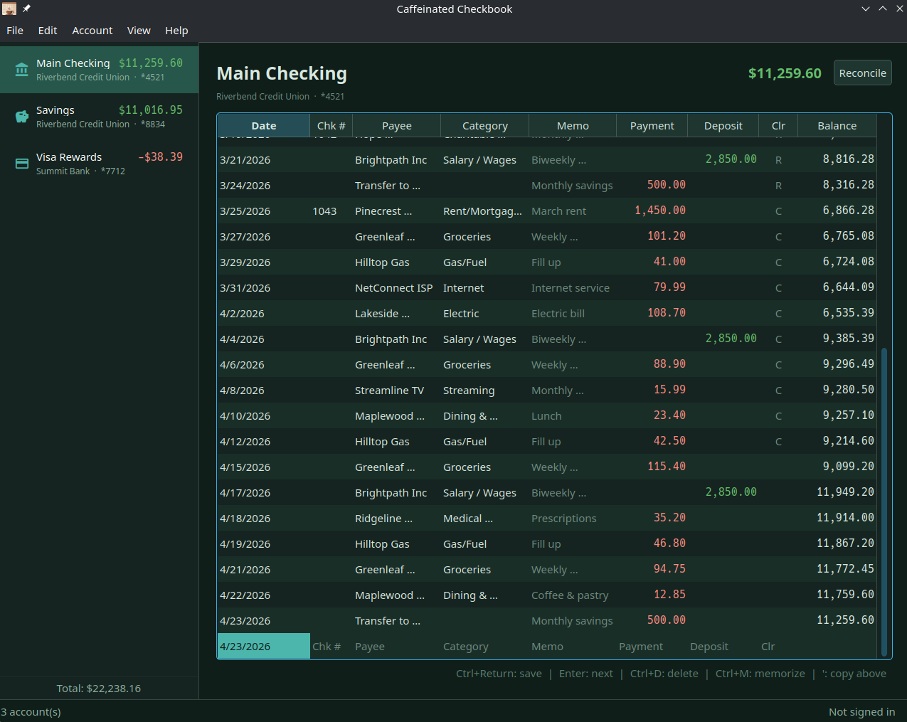 The desktop register in action